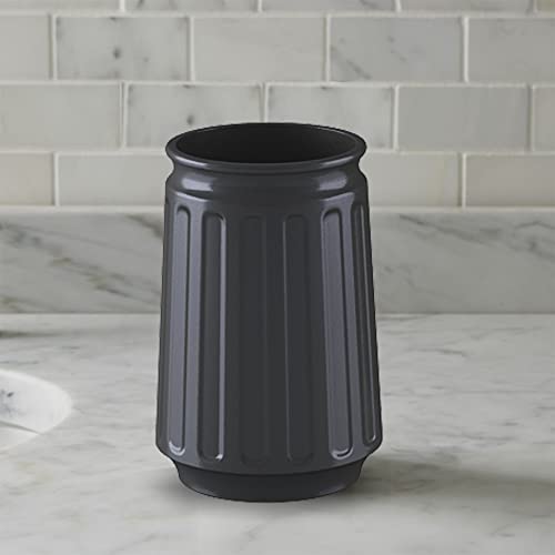 nu steel Metal Black Rust Resistant Tumbler Cup for Bathroom Vanity Countertops for Rinsing, Drinking, Storing Dental Accessories and Organizing Makeup Brushes, Eye Liners