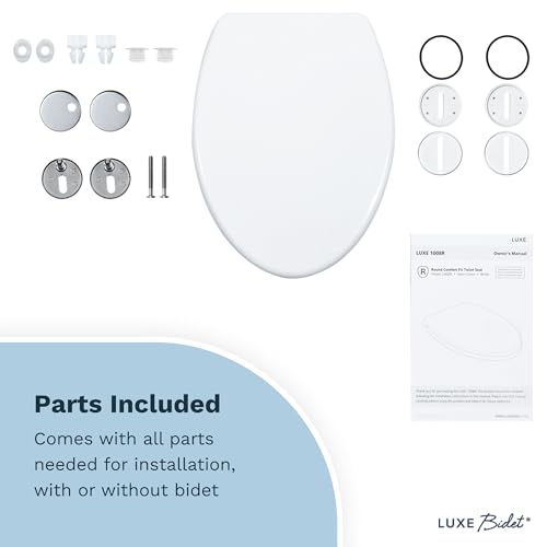 LUXE TS1008E Slow Close Elongated Comfort Fit Toilet Seat, White | with Slow Close, Quick Release Hinges, and Non-Slip Bumpers - size: Elongated