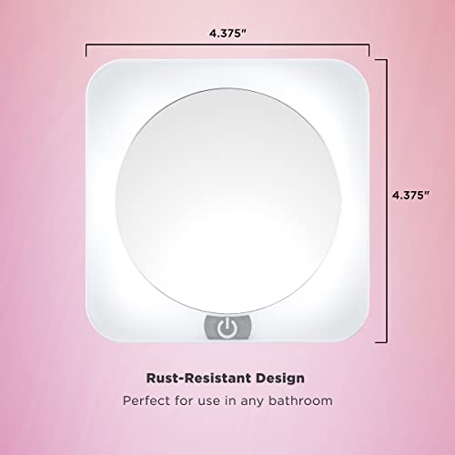 Conair Lighted Makeup Mirror, LED Vanity Mirror, 12X Magnifying Mirror, Compact Travel Mirror with Suction Cup, Battery Operated in White - size: 1.8"L x 4.4"W, style: Suction Cup Mirror