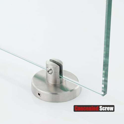 JQK Bathroom Glass Shelf, Tempered Glass Shower Storage 8 by 5 inches, 304 Stainless Steel Brushed Finish Wall Mount, TGS101L8-BN - color: Brushed, size: 8 Inch (1 Pack)