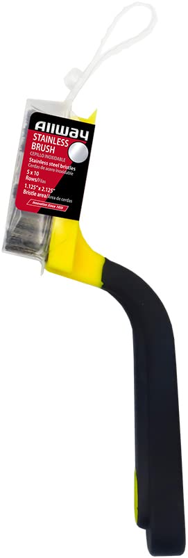 ALLWAY SB2 Soft-Grip Wide Stainless Steel Stripper Brush | Soft-Grip Handle, Ideal for Tile and Grout - style: Stainless Steel Stripper Brush