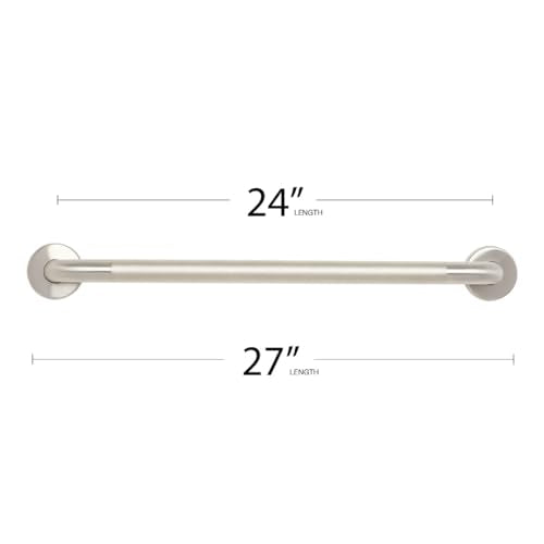 Seachrome 24" Wall Mount Grab Bar, 1 ¼" Diameter, Concealed Flanges, ADA Compliant, Peened with Satin Ends - size: 24 Inch