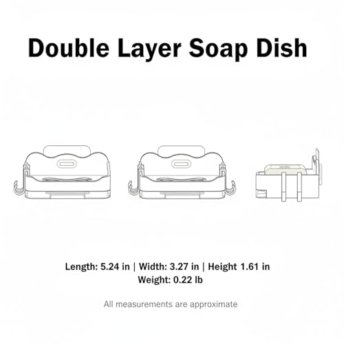Suction Cup Soap Dish, Double Layer Wall Mount Holder for Shower & Sink, No Drill PP Plastic Drainage Tray (1 Pack) - color: Metallic
