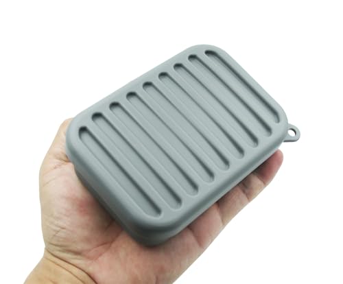 Leakproof Silicone Travel Soap Case,Portable Soap Box with Draining Layer for Shower,Bathroom,Camping,Hiking,Gym (Gray) - color: Gray Silicone Soap Case