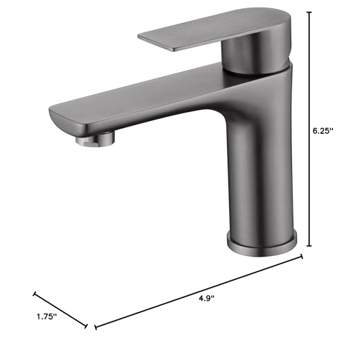 SUMERAIN Bathroom Faucets for Sink Lavatory Faucet 304 Stainless Steel Single Hole Single Handle, Gun Gray | Unique Flow Pattern, Water-saving, Lead-Free, with Faucet Supply Lines, Easy DIY Install - color: Gun Gray