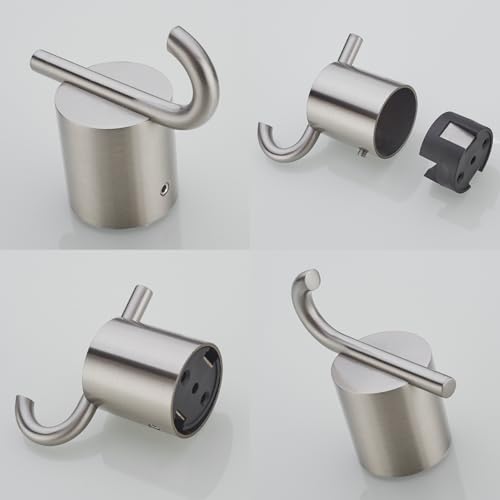 Hooks for Shower, Removable Towel Hooks for Bathroom Wall, Towel Hooks Bathroom Coat Robe Wall Hook Heavy Duty Hanger Towel Robe Clothes,SW-96068-8BN-2. - color: Double Hook-Brushed Nickel