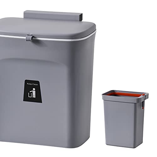 Hanging Trash Bin Wall Mounted Waste Bin Gargabe Waste Can for Bathroom Kitchen (Grey) - color: Grey