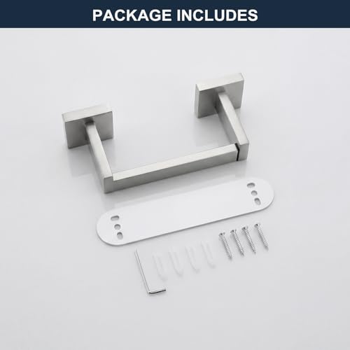 Toilet Paper Holder Wall Mount Brushed Nickel Stainless Steel | Toilet Tissue Roll Holder Bathroom Square Toilet Paper Towel Roll Holder Double Post Pivoting Tissue Handle - color: Brushed Nickel