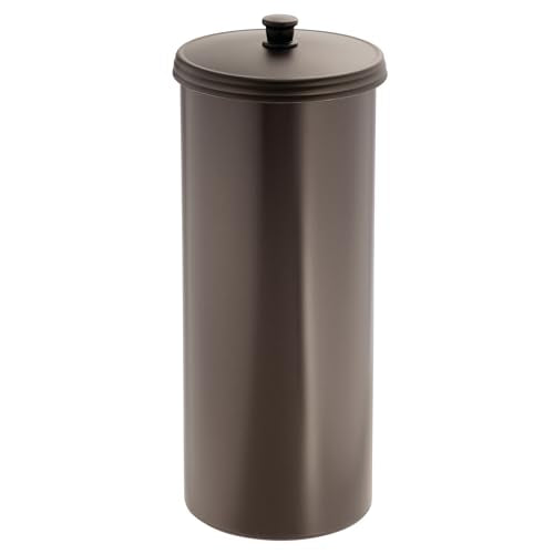 iDesign Freestanding Bathroom Toilet Paper Storage Holder, 2-Pack, Bronze | With Lid, Holds 3 Extra Rolls - color: Bronze, size: Pack of 2, style: Lid with Handle