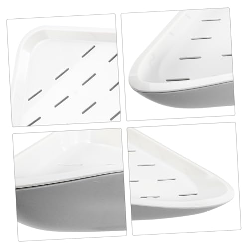 PRETYZOOM Wall Mounted Corner Shelf Organizer Punch-Free Bathroom Storage Rack Triangular Shower Shelf for Corner Waterproof Plastic Easy to Install for Bathroom and Kitchen