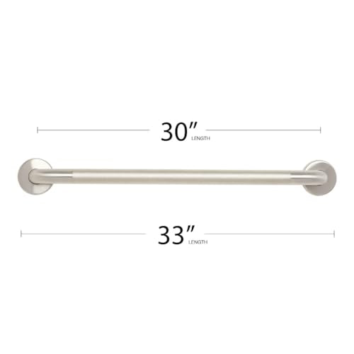 Seachrome 30" Wall Mount Grab Bar, 1 ¼" Diameter, Concealed Flanges, ADA Compliant, Peened with Satin Ends - size: 30 Inch