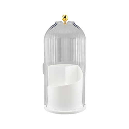Concealed Toothbrush Holder with Sliding Lid for Bathrooms, White | 360° Rotating 3-Slot Toothpaste Holders with Cover, Waterproof and Dustproof, Concealed Makeup Brush Holder