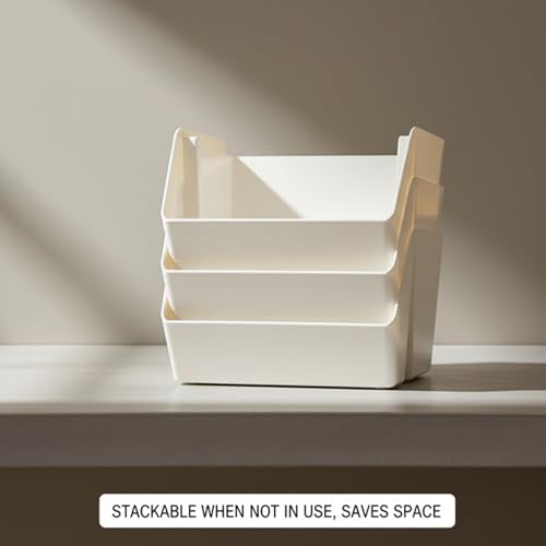 Wall Mounted Storage Organizer Bins, Shower Caddy Kitchen Shelf Floating, Space Saving Shelves Box with Adhesive Pads, Stackable Organizer for Bathroom、Office、Snacks、Refrigerator、Countertops