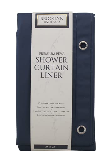 Dependable Industries inc. Essentials Premium 6 Guage PEVA Shower Curtain Liner - PVC Free Magnetized Bottom Odorless with Rustproof Grommets (Navy Blue) - color: Navy Blue