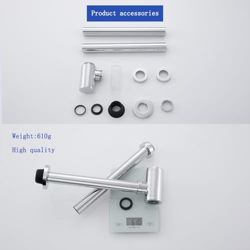 Bathroom Sink P-Trap Solid Brass 1-1/4 Bottle Trap Sink Drain Tube for Kit,Chrome,SW-83888C-L. - color: T03-chrome