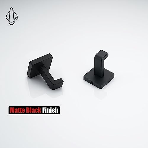 JQK Bathroom Towel Hook Black, Coat Robe Clothes Bath Wall Hooks for Kitchen Garage SUS 304 Stainless Steel Thick 0.8mm, 2 Pack Matte Black, TH250-PB-P2 - color: Matte Black