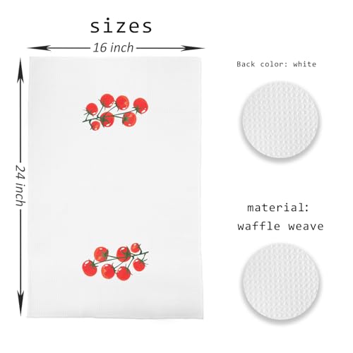 Cherry Tomato Towels, Red Dish & Hand Towels for Kitchen & Bathroom, Gardener Gifts, 16x24 Inches - color: Cherry Tomato