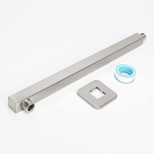Shower Arm, Rain Shower Head Extension Extender, With Flange and Teflon Tape, Made of Thicken Stainless Steel for Bathroom Rainfall Shower (16 Inch, Brushed Nickel) - color: Brushed Nickel, style: 16 Inch