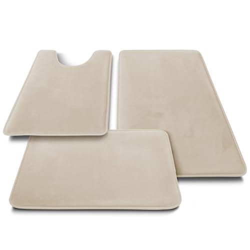 Clara Clark Bathroom Rugs, Velvet Memory Foam Bath Mat, Non-Slip Bath Rugs, Machine Wash, Dries Quickly, Ultra Soft Plush Bath Mats for Bathroom, - color: Linen