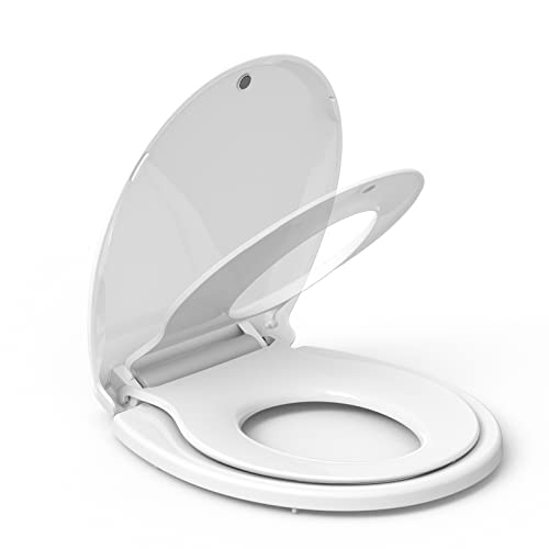 Toilet Seat, Round Toilet Seat with Toddler Seat Built in, Potty Training Toilet Seat Round Fits Both Adult and Child, with Slow Close and Magnets- Round - color: White, size: Round, style: With Toddler Seat