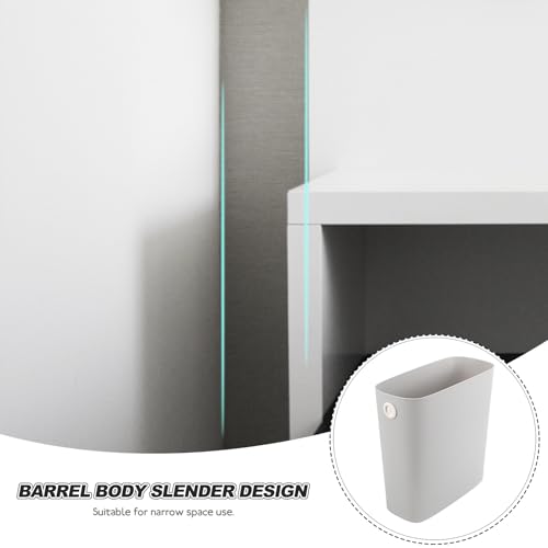 Garbage Can Plastic Trash Bucket Narrow Space Wastebasket for Bathroom Kitchen Bedroom Home Use 1pcs Light Gray