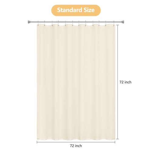 Seenus Waterproof Soft Microfiber Shower Curtain TPU Backed Lightweight, Cream Fabric Shower Curtain Liner with 2 Large Magnets, 72 x 72 Inch Hotel Quality 2 in 1 Shower Curtain Washable for Bathtoom - color: Cream, size: 72"W x 72"L (Pack of 1)