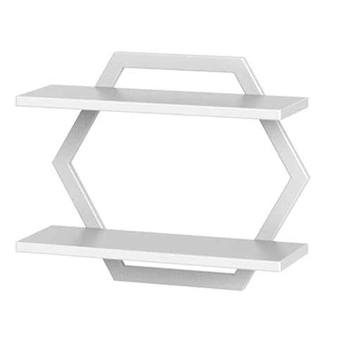 Hexagon Floating Shelves for Wall, Set of 2, 2 -Tier Hanging Shelves, Wall Mounted Storage Shelves, for Living Room, Bedroom, Kitchen, Home Office, Study, White TBJ06P2WB - color: White