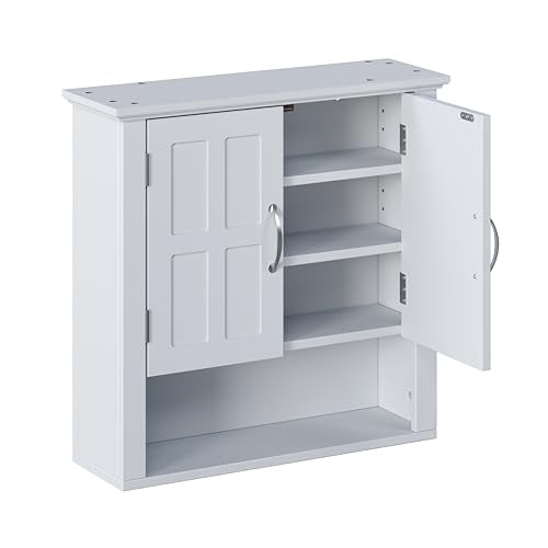 Merax Bathroom Wall Cabinet, Medicine Cabinet with 2 Doors Cabinet & Adjustable Shelves, Over The Toilet Storage Cabinet for Bathroom,White - color: White