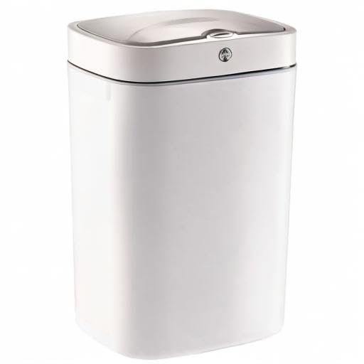 Sensor Trash Can Automatic Trash Can Garbage Can 4.7 Gallon Metal Touchless Automatic Pearl White Waste Bin for Office Bathroom