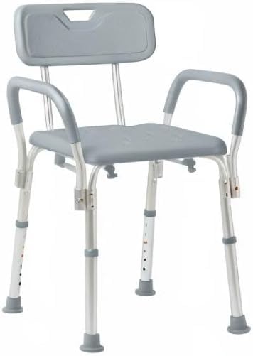 Dr. Dunley Bath Chair for Seniors, Shower Seat with Back, Suction Feet, Non-Slip Adjustable Height Shower Bench for Elderly, 350lb Weight Capacity - size: Backrest with Arms