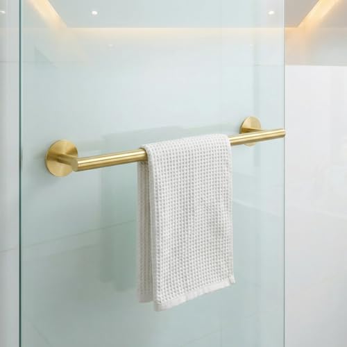 Self Adhesive Towel Bar,16" Brushed Gold No Drill Bathroom 304SS Towel Holder - color: Brushed Gold, size: 15.7 Inch
