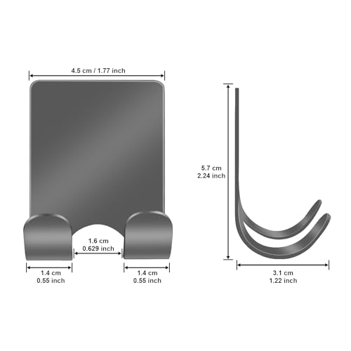 Razor Holder 304 Stainless Steel for Shower + Adhesive Sticky Heavy Duty Waterproof Wall Hooks, Premium for Hanging Towels, Coat, hat (2+2 Pack) - Grey - color: Grey-4pcs