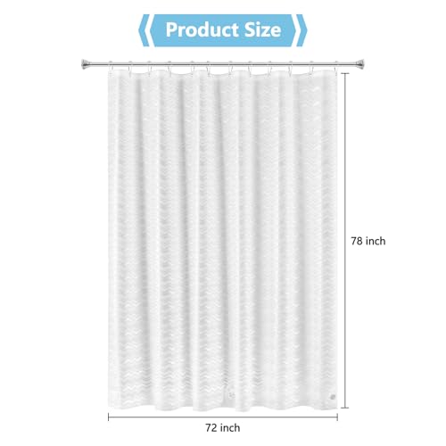 Seenus Waterproof PEVA Shower Curtain Liner Extra Long 72 x 78 inch, Translucent Shower Liner Long with 3 Weighted Magnets, Semi Transparent Plastic Shower Curtain Frosted Striped for Bathroom - color: White Striped, size: 72"W x 78"L (Pack of 1)