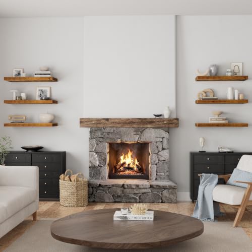 QEEIG 12" Deep Floating Shelves for Wall - 12 x 24 inch Book Shelf Bathroom Bedroom Kitchen Living Room Hanging Bookshelf Farmhouse Set of 3, Brown (026-60BN3) - color: A. Brown, size: 23.6" x 12"