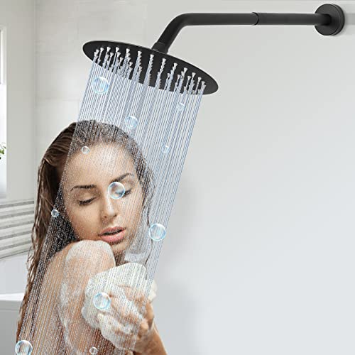 Shower Head Extension Arm, Shower Extender Water Outlet- Lowers Existing, Shower Pipe Extension for Bathroom, Made of Solid Metal Stainless Steel(10 Inch, Matte Black) - color: Matte Black, style: 10 Inch