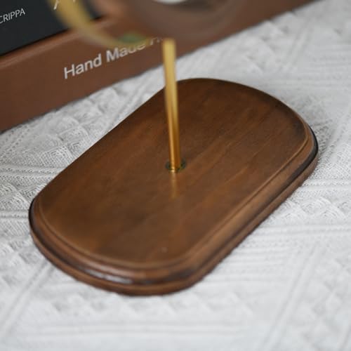 Tstarer Desk Makeup Mirror with Solid Wood,Elliptical Vanity Table Mirror for Living Room Bedroom (7.5 W x 13.5 H) (Rustic Brown)