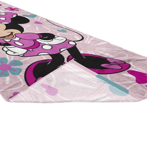 Jay Franco Disney Minnie Mouse Bath Pool Beach Towel - Kids Super Soft & Absorbent 100% Cotton Towel with Flowers and Hearts, Measures 28 x 58 - color: Pink - Minnie Mouse 01