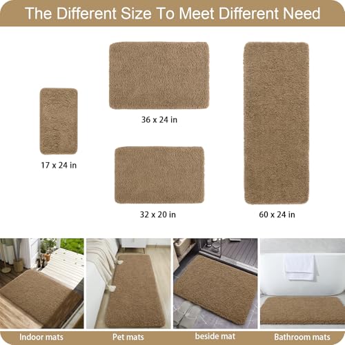 AROGAN Luxury Bathroom Rugs, Soft Non Slip Bath Mat, 24x17 Inch Brown | Absorbent Microfiber Rubber Backing, Quick Dry Bathroom Mat Shower Mat, Machine Washable Plush Carpets - color: Brown, size: 1'5" X 2' (24" X 17")