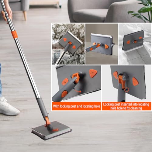 86" Baseboard Cleaner Tool with Handle,Wall Cleaner Tool with Long Handle, Ceiling Mop with Squeegee,Triangle Mop with 8 Replacement Pads for Baseboards Cleaning, Ceiling, Wall, Floor, Shower