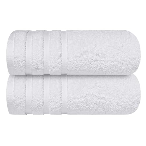 Infinitee Xclusives 100% Ring-Spun Cotton Bath Towels for Bathroom - Pack 2 | Luxury Super Soft, Absorbent & Quick-Drying |27x54 inches| Large Bathroom Towels Set |600 GSM| Gym, Shower, Spa & Hotel Use - color: Brilliant White