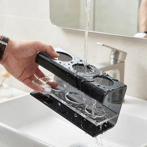 3 Slots Acrylic Electric Toothbrush Holders for Bathrooms(Black) | Tooth brush and Toothpaste Holder,Countertop use or Wall Mounted, small bathroom counter organizer,toothbrush stand - size: 3 slot