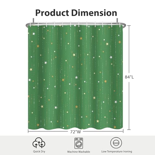 Starry Night Shower Curtain, Waterproof Shower Curtains for Bathroom, Cloth Star Shower Curtain Set with Hooks, Green Celestial Space Shower Curtains, 72x84 Inches - color: Starry Night - Green, size: 72"W x 84"L (Pack of 1)