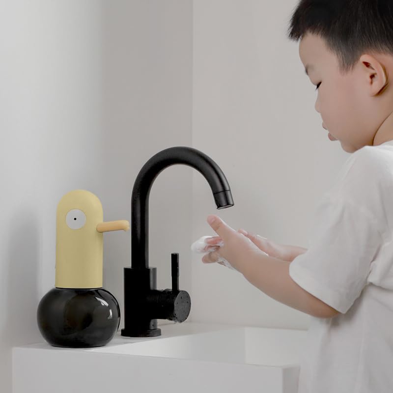 Kids Automatic Soap Dispenser - Cute Duck Touchless Foaming Hand Soap Dispenser, Waterproof USB Rechargeable, Hand- Free Shampoo Dispensers for Bathroom, Kitchen Countertop, Preschool - color: Yellow Duck