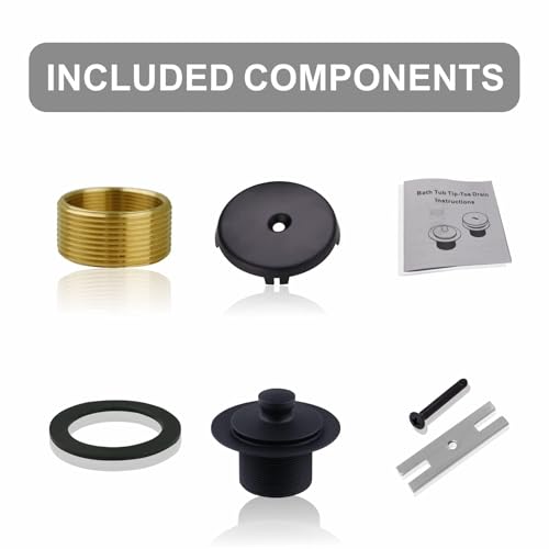 WELSAN Matte Black Tub Drain and Overflow Kit, Bathtub Drain Kit Universal | Lift & Turn, Single Hole Faceplate, Fine/Coarse Thread Conversion Twist Trim Kit Assembly, For 1-3/8" and 1-1/2" Tub Drains - color: Black