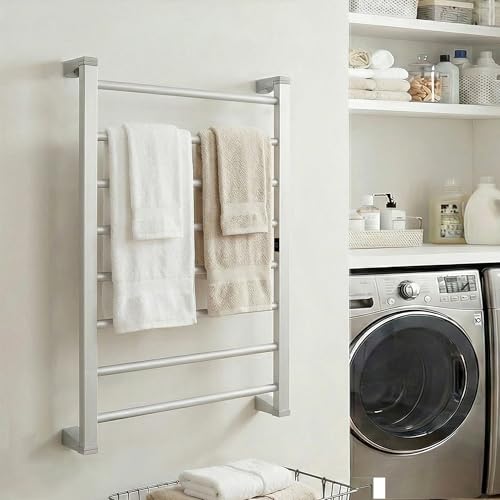 Heated Towel Rack with Timer, 8-Bar Electric Towel Warmer for Bathroom, Fast Heating Towel Dryer Freestanding or Wall Mount, Auto Shut-Off, Space-Saving Design