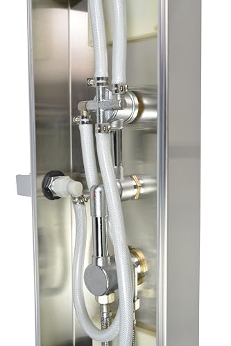 Blue Ocean ™ 56" Stainless Steel SPS8729 Thermostatic Shower Panel Column System with Rainfall Shower Head, Body Nozzles, and Handheld Shower Head, Shower Tower - style: 56 inch stainless steel