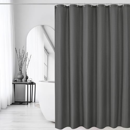 Long Charcoal Grey Fabric Shower Curtain, 72 x 78 | Tall Cloth-Textured Shower Curtain for Bathroom, Water Repellent, Machine Washable - color: Charcoal Grey, size: 72"W x 78"L (Pack of 1)