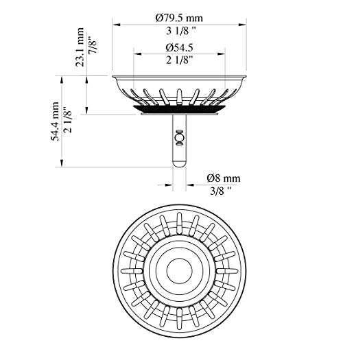 KANARY Stainless Steel Sink Strainer with Rubber Stopper (Single, White) - color: White, size: Twin