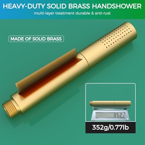 Luxury Dual Heads Digital LED Rain Shower System with Light Remote | Brushed Gold Temperature Display Shower Faucet: 16x26" LED Rainfall Shower, 6" Wall Mount Shower, Dual Function Handheld - color: Brushed Gold, style: 16x26"+6"