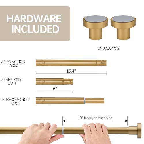BRIOFOX Shower Curtain Rod Adjustable 18-78 Inch, Stainless Steel Spring Tension Shower Rod No Drilling Non Slip, Sunset Gold - color: Sunset Gold, size: 18-78 Inch
